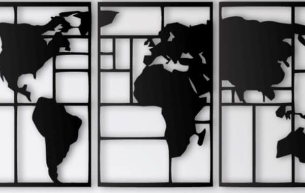 Cuadro Mapa Mundial 3 piezas
