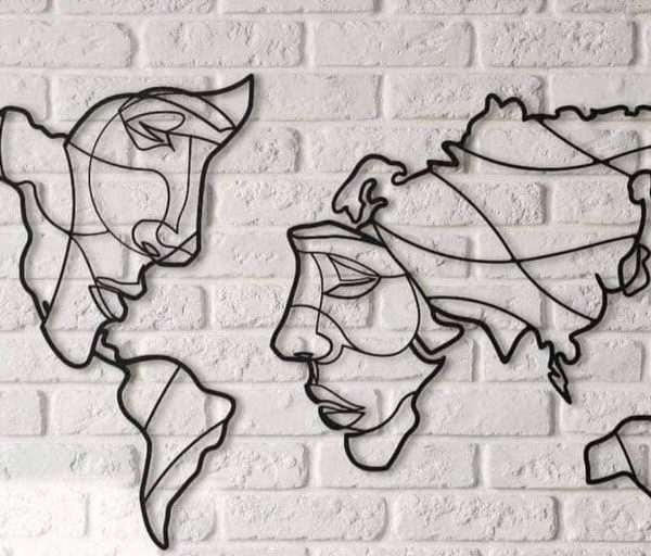 Cuadro Mapa Mundial Pareja 3 piezas