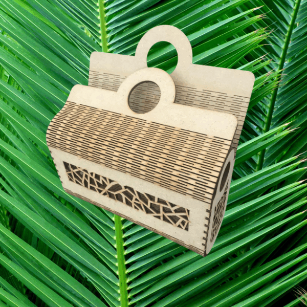 Bolso de madera hecho con corte láser.