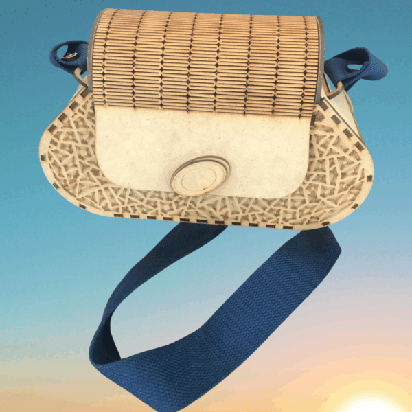 Bolso de madera hecho con corte láser.